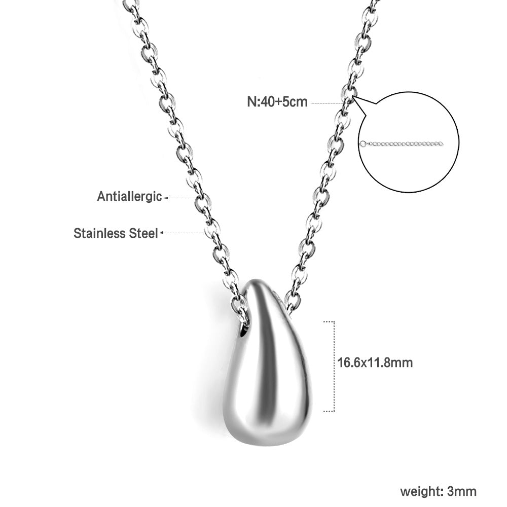 Collier pendentif goutte d'eau en acier inoxydable