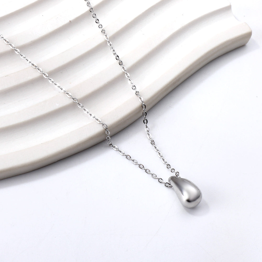 Collier pendentif goutte d'eau en acier inoxydable