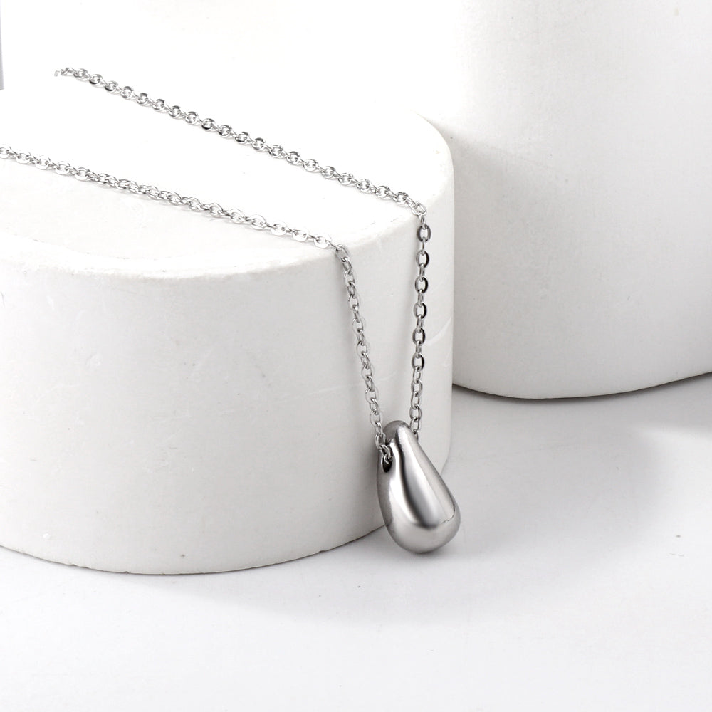 Collier pendentif goutte d'eau en acier inoxydable
