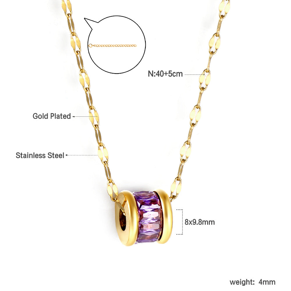 Cilindervormige veelkleurige diamanten hanger ketting