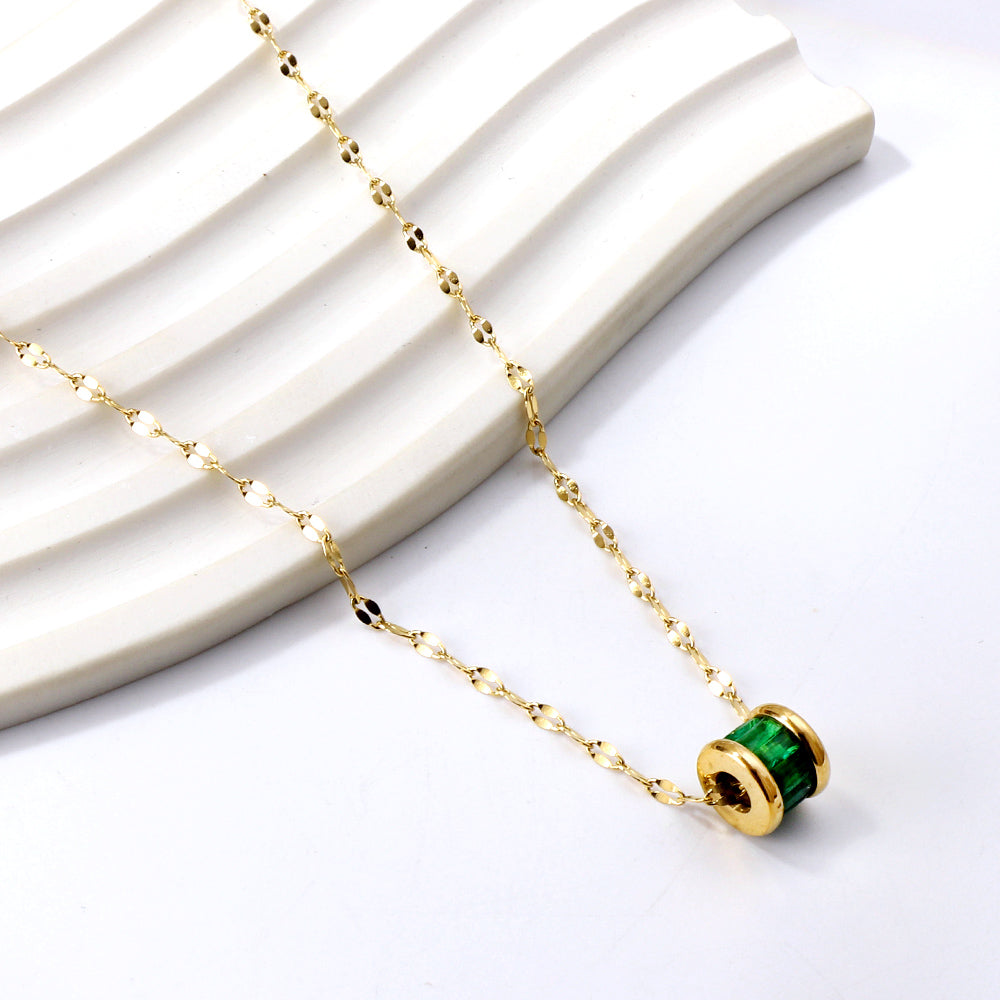 Cilindervormige veelkleurige diamanten hanger ketting