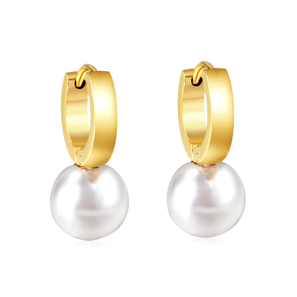 Circle with White Pearl Earrings