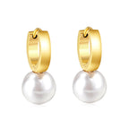 Circle with White Pearl Earrings