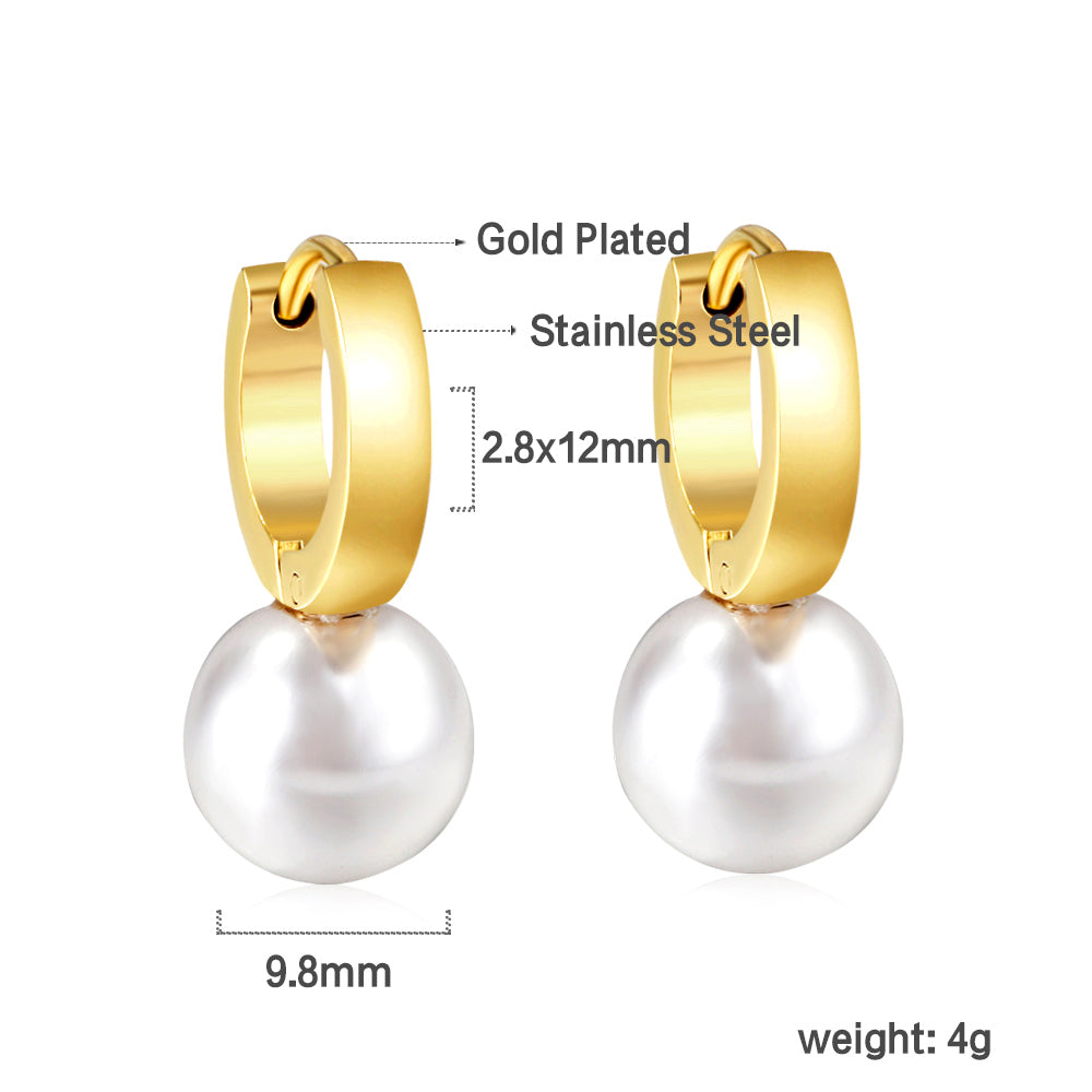 Circle with White Pearl Earrings