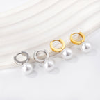 Circle with White Pearl Earrings