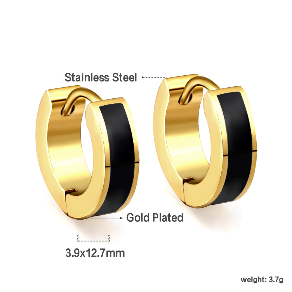 Gouden ronde oorbellen met witte druppelolie