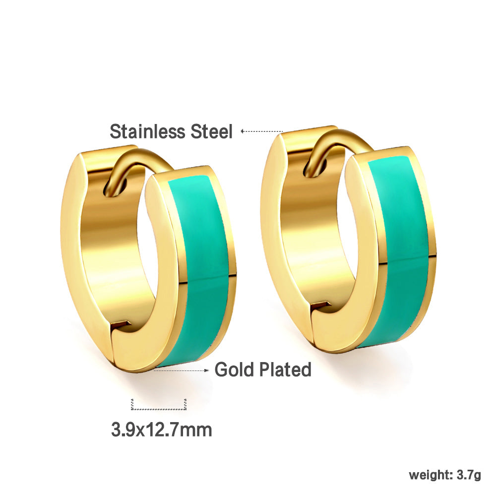 Gouden ronde oorbellen met witte druppelolie