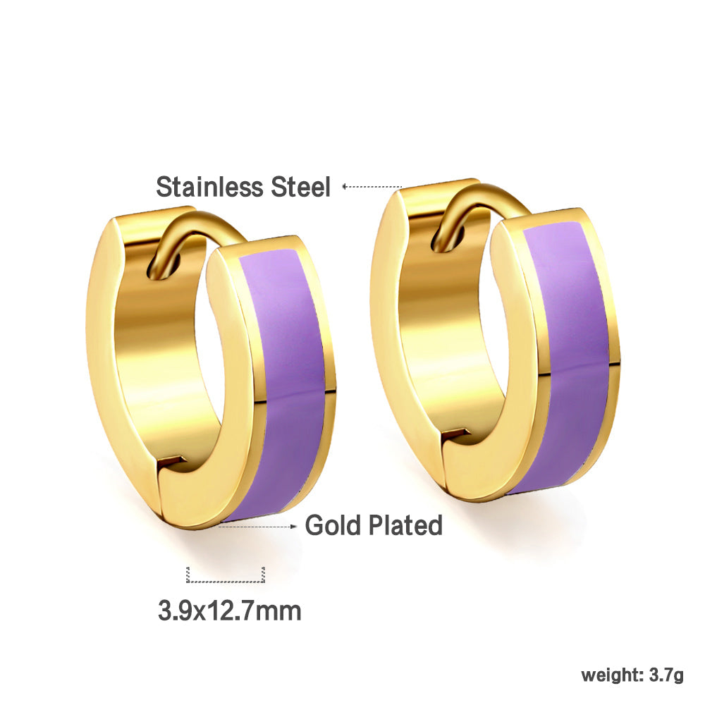 Gouden ronde oorbellen met witte druppelolie