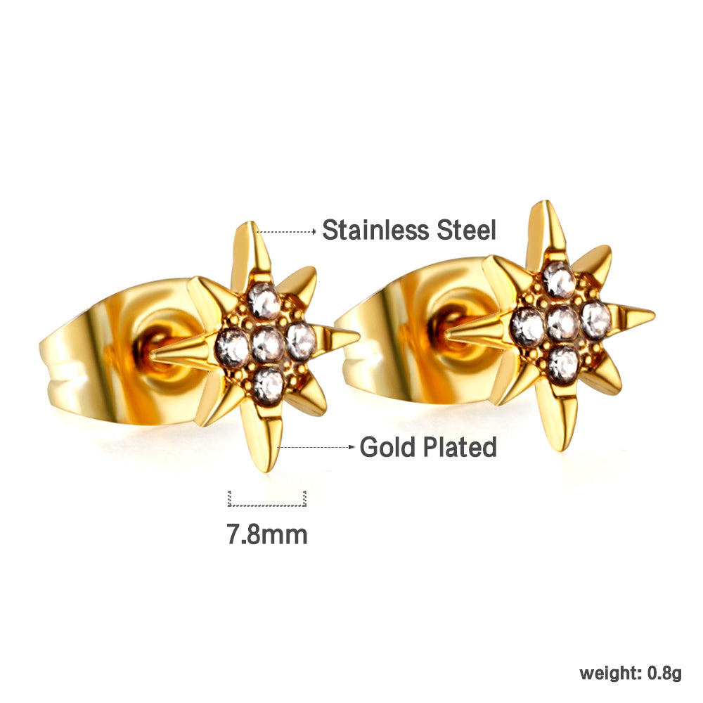 Gouden Lucky Star Cut-oorbellen met diamanten