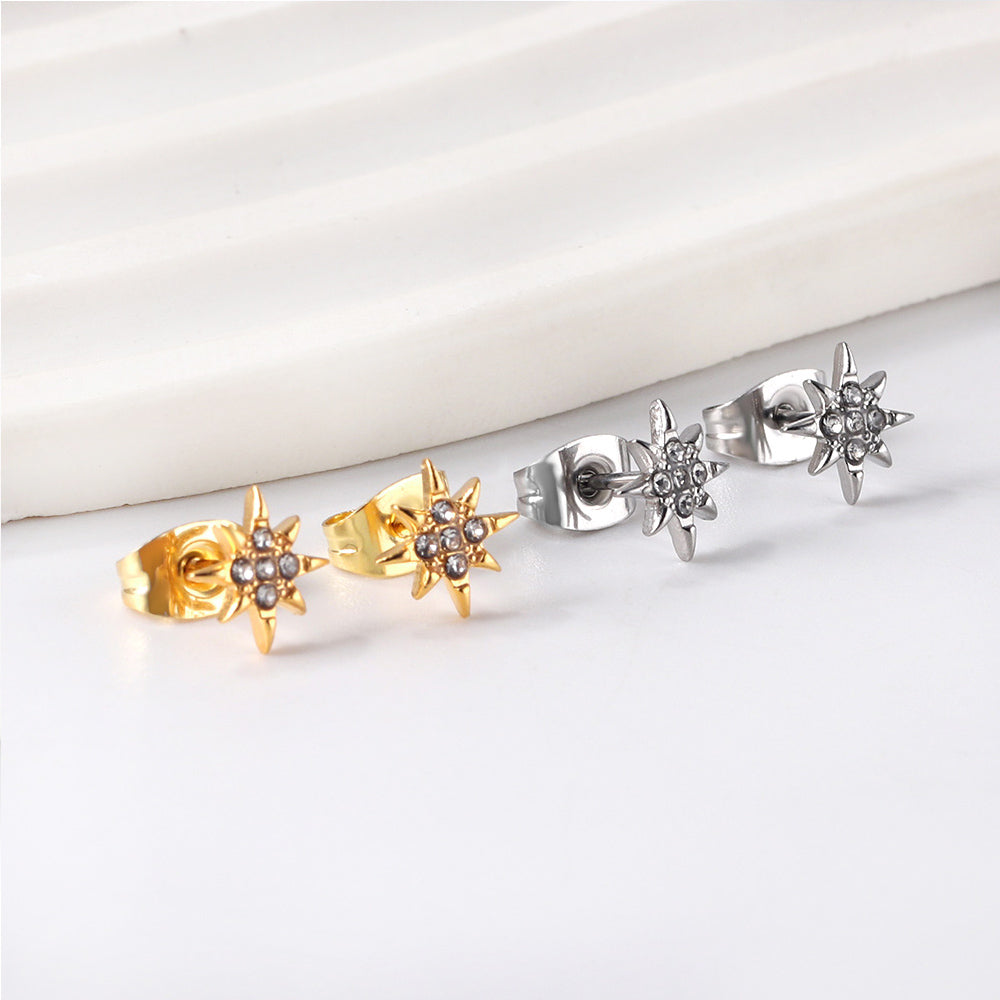 Gouden Lucky Star Cut-oorbellen met diamanten