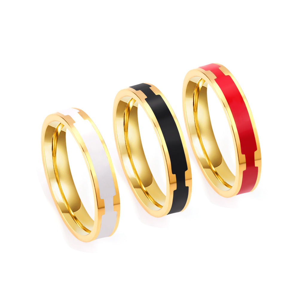 Druppel Zwart Wit Rood Minimalistische Ring