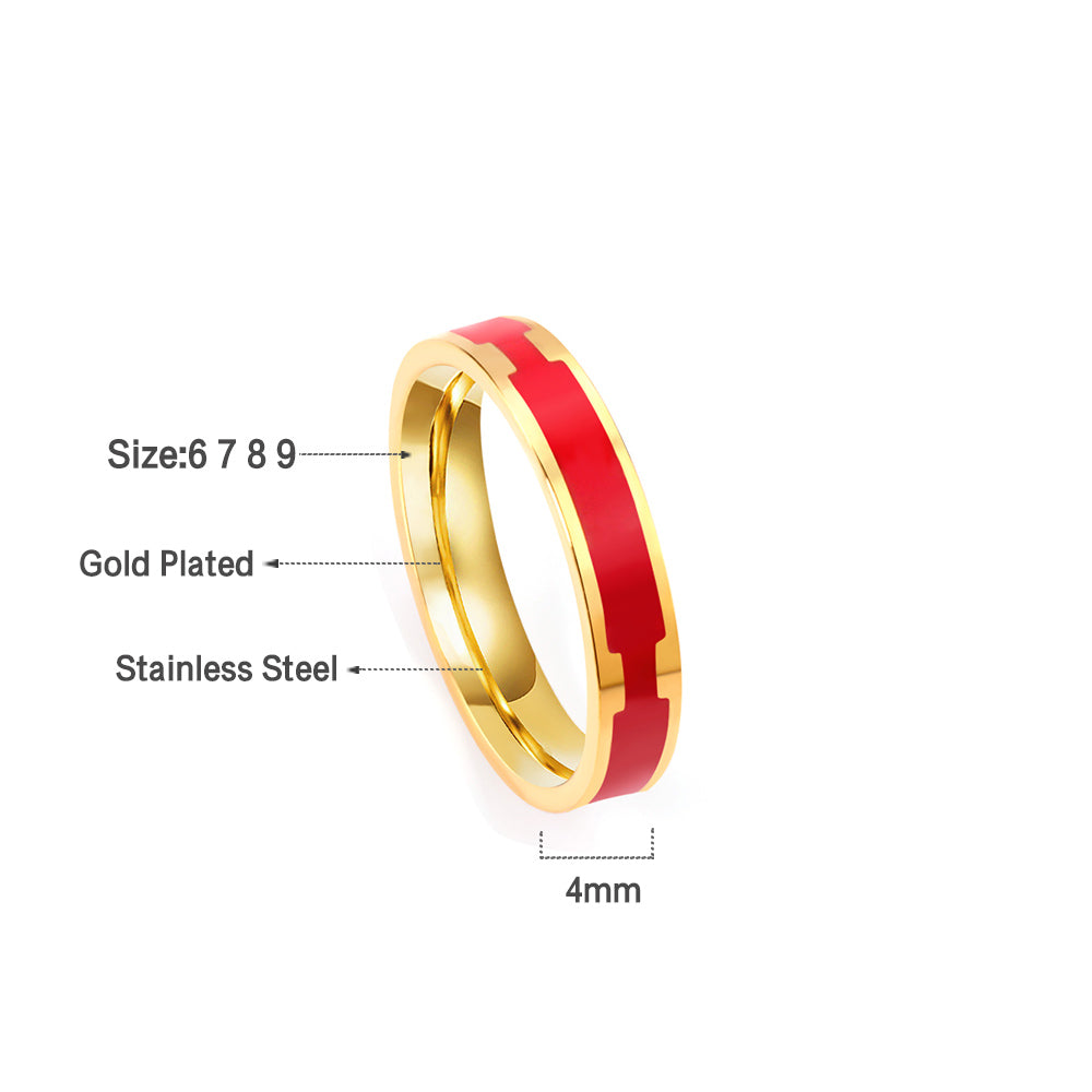Druppel Zwart Wit Rood Minimalistische Ring