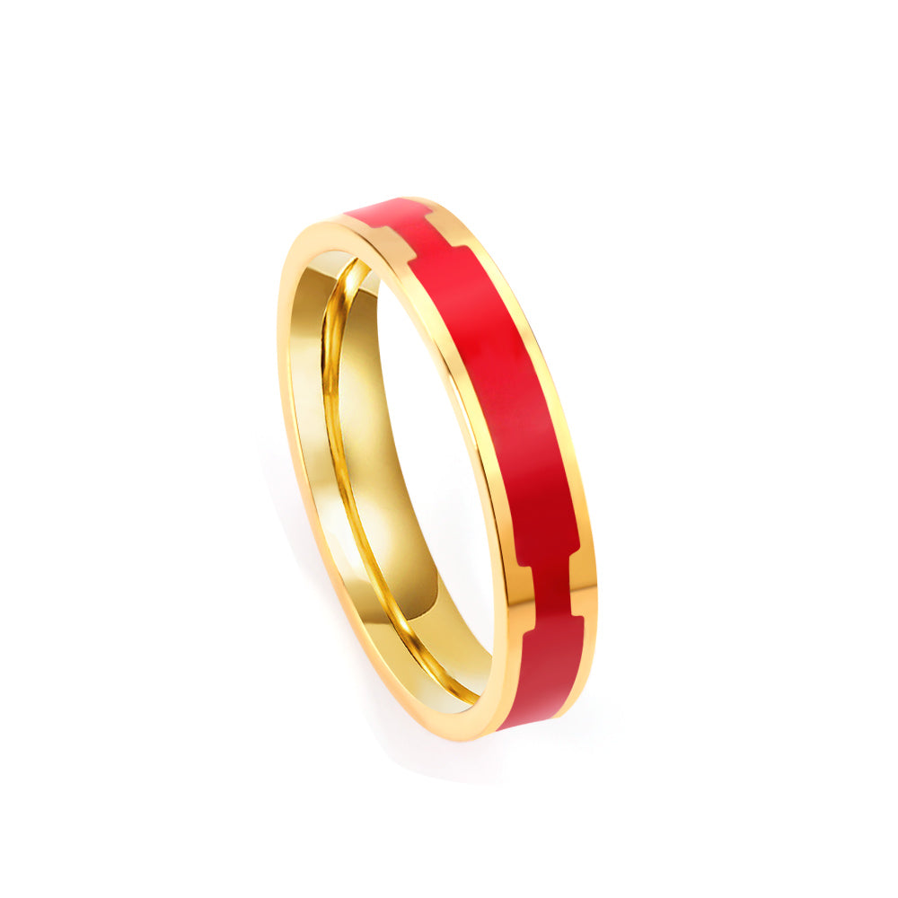 Druppel Zwart Wit Rood Minimalistische Ring