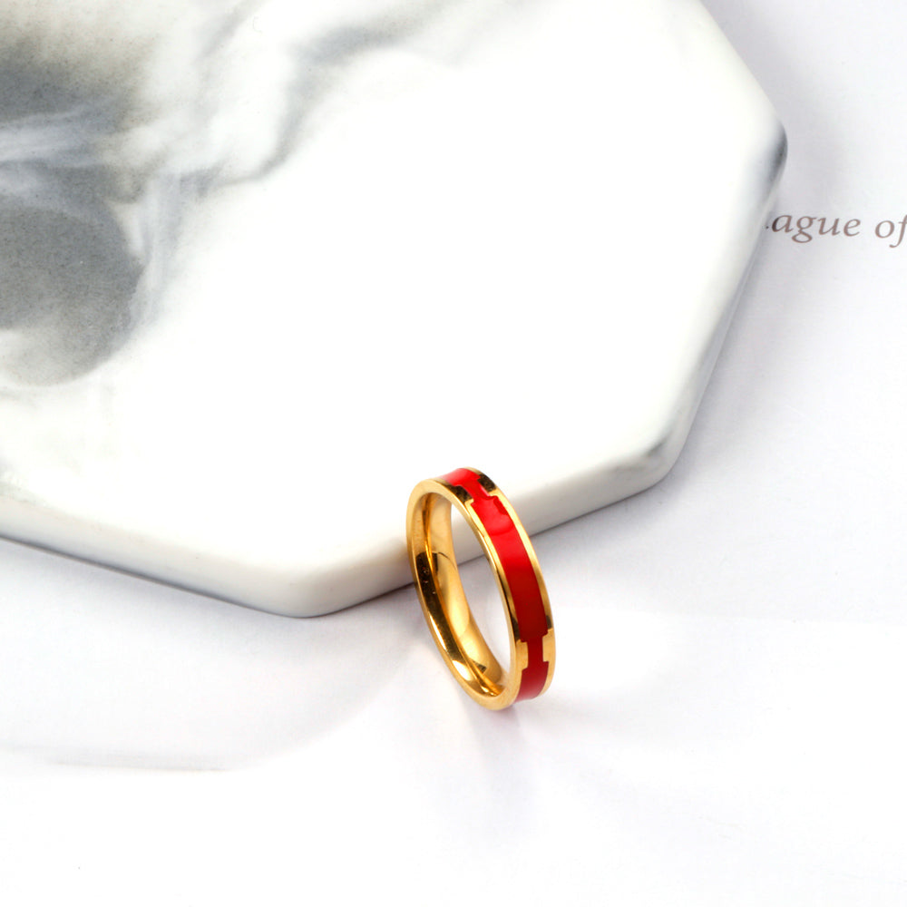Druppel Zwart Wit Rood Minimalistische Ring