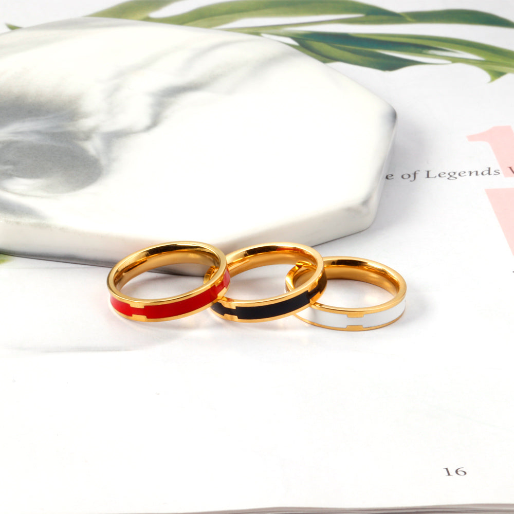 Druppel Zwart Wit Rood Minimalistische Ring