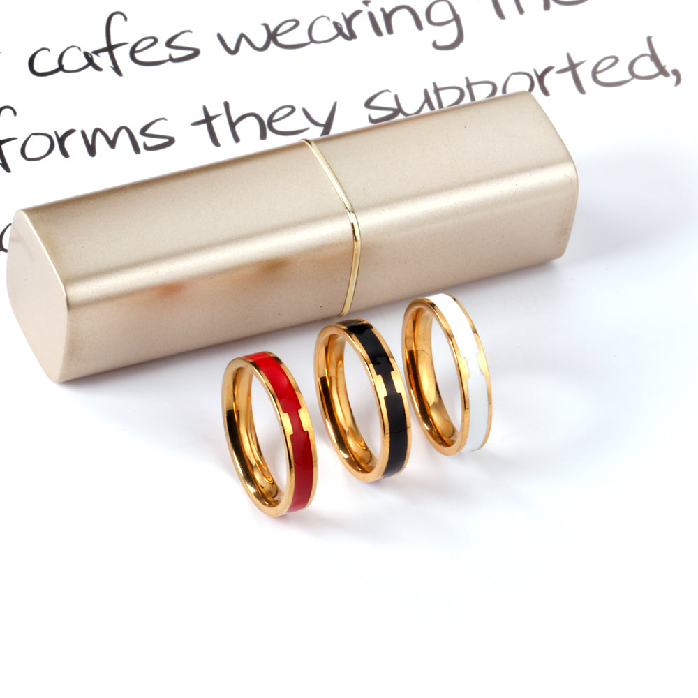 Druppel Zwart Wit Rood Minimalistische Ring