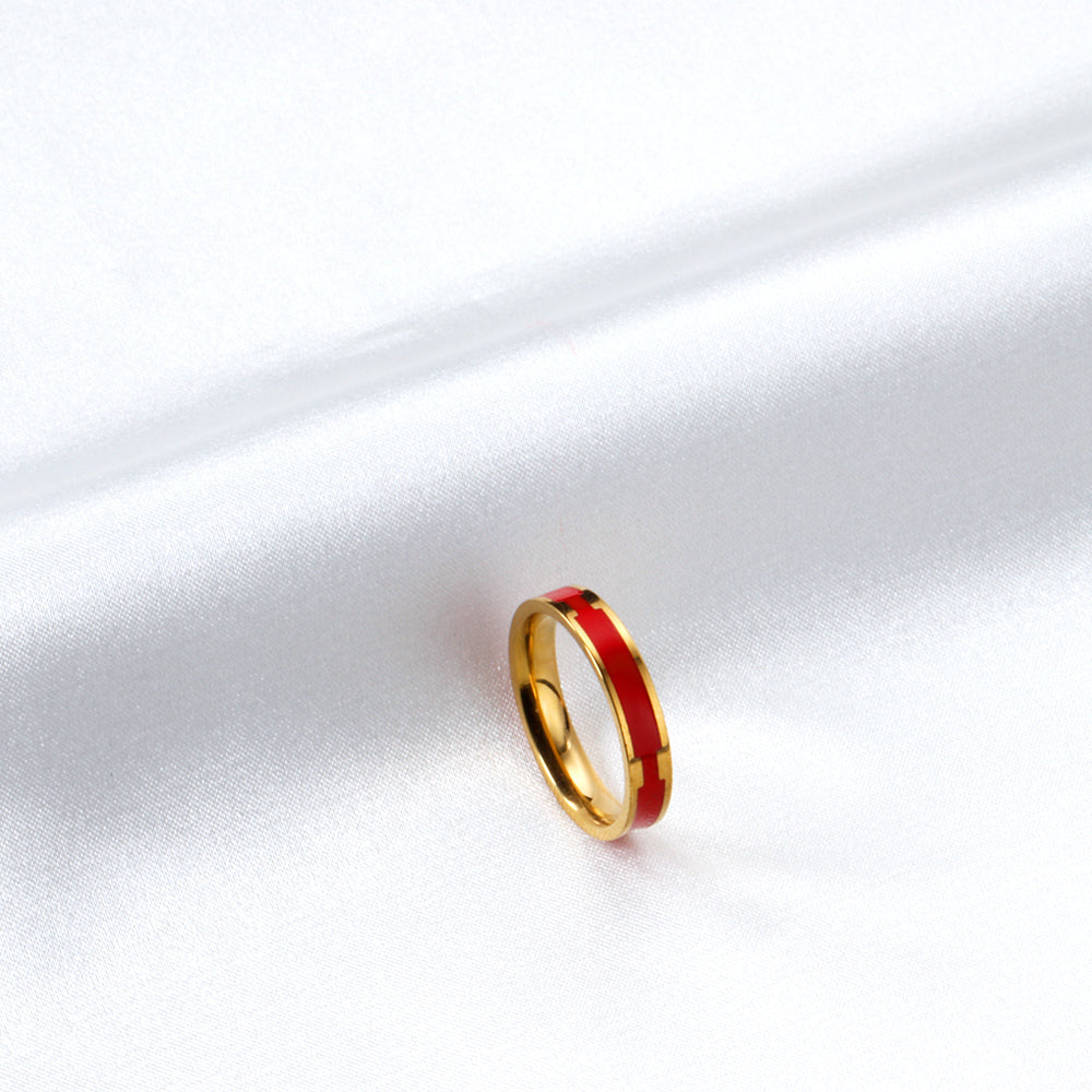 Druppel Zwart Wit Rood Minimalistische Ring