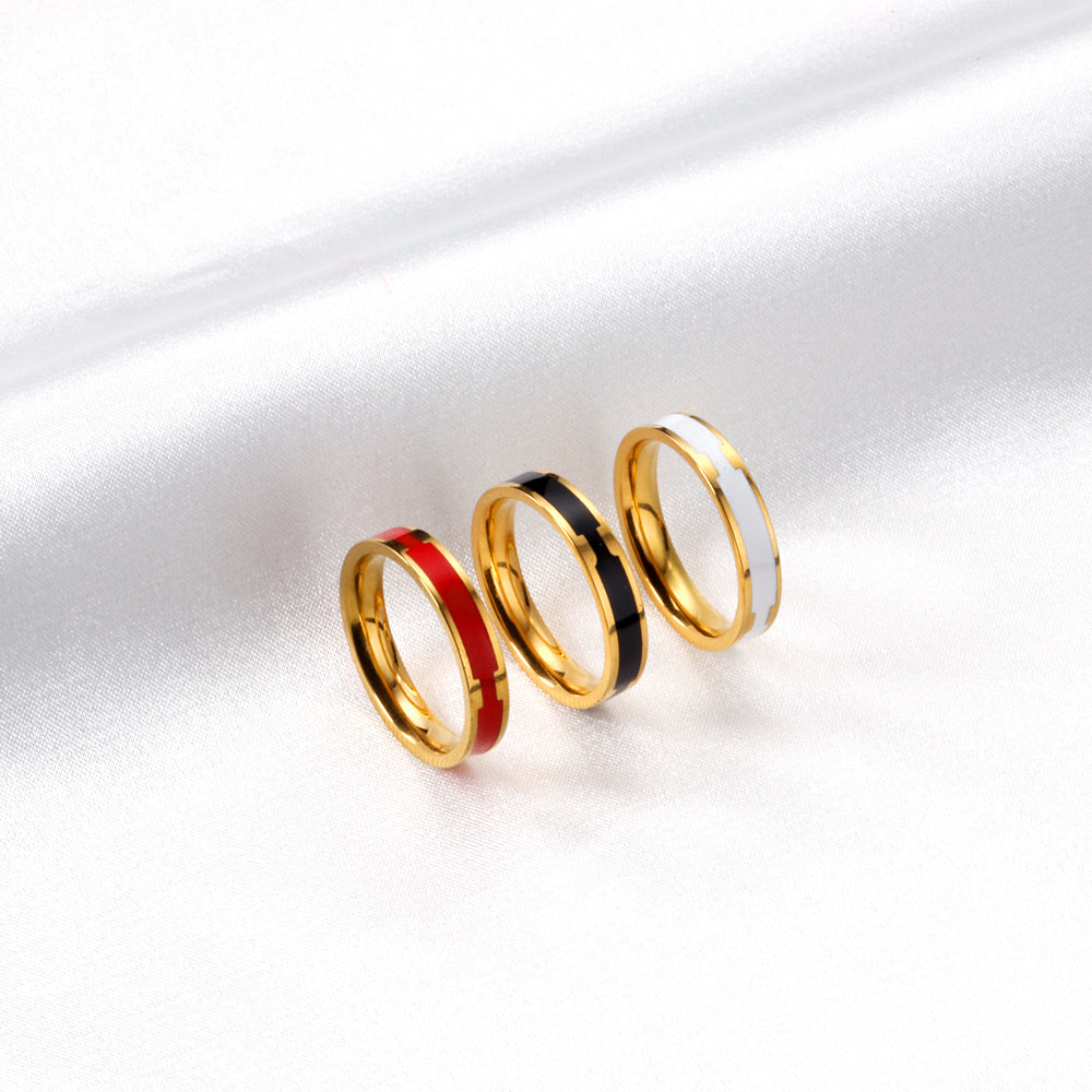 Druppel Zwart Wit Rood Minimalistische Ring