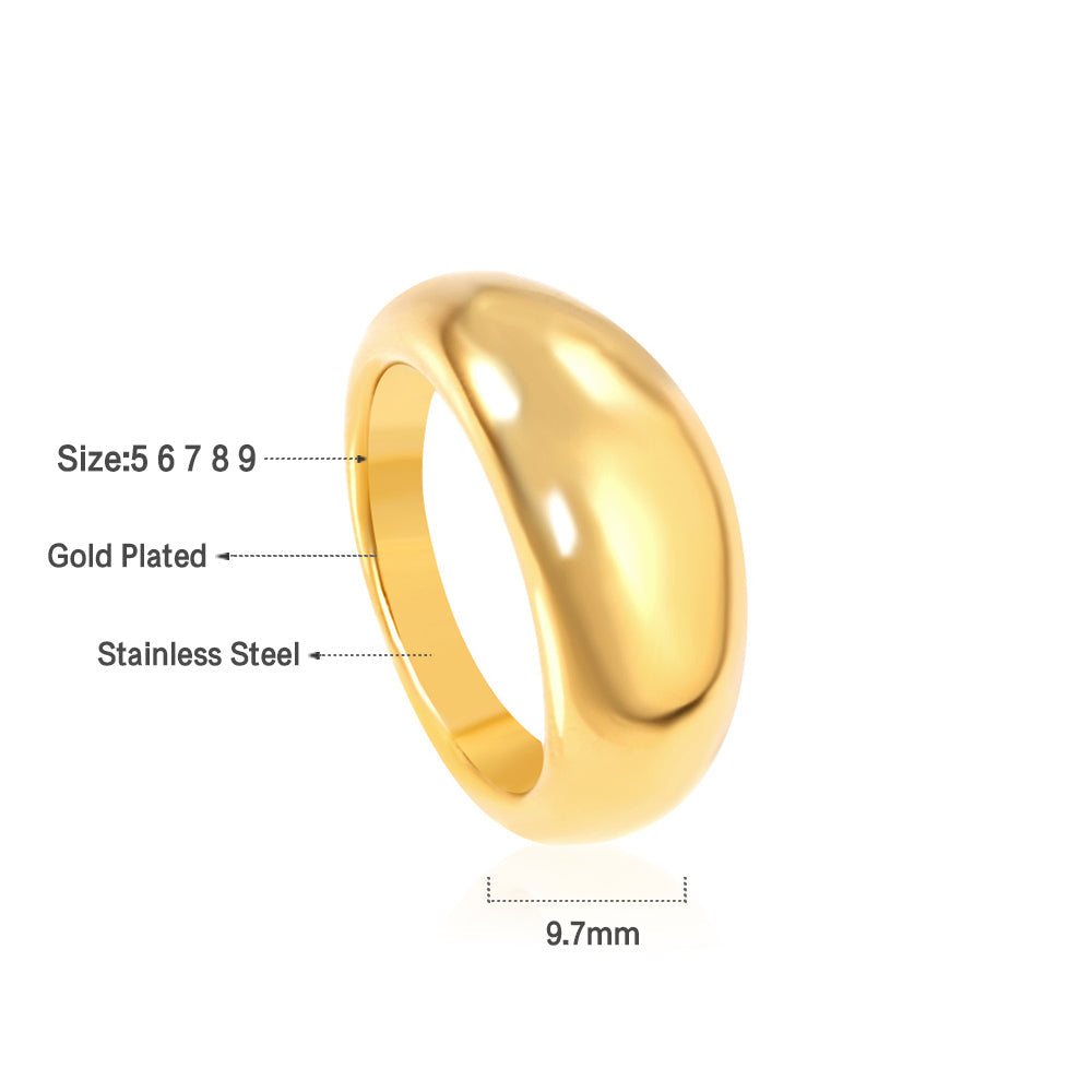 Goudkleurige geometrische ovale koepelring