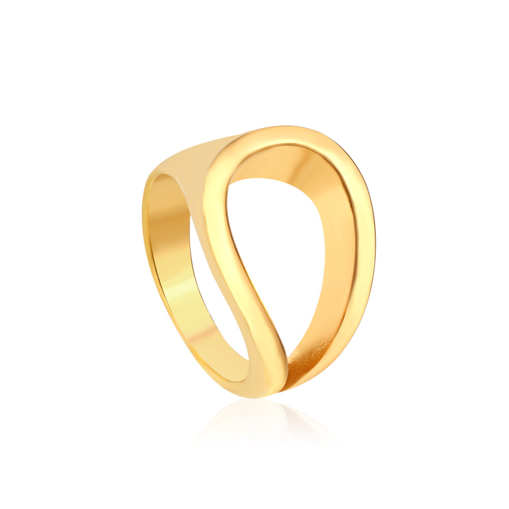 Smooth Hard Ring in gold-plated stainless steel, minimalist and elegant design for women