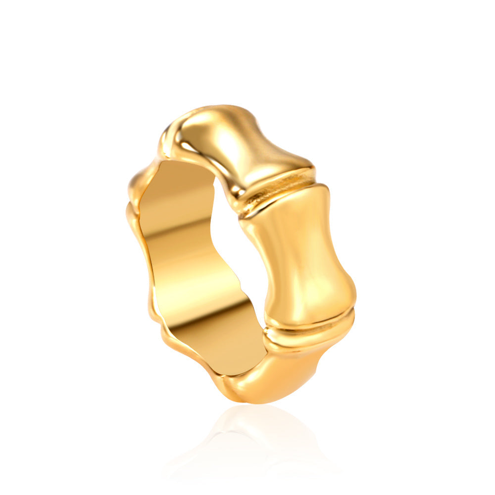 Brede bamboe vintage ring