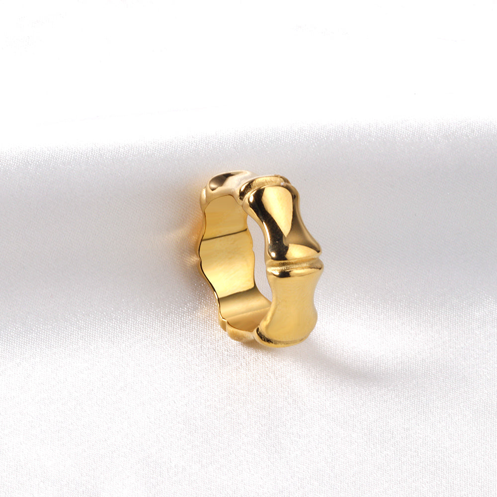 Brede bamboe vintage ring