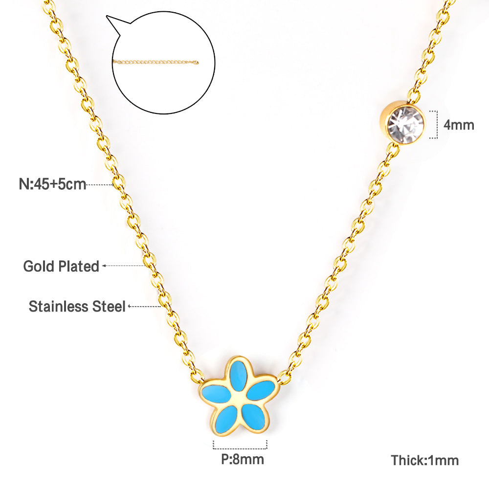 Vijfdelige bloemendiamanten hangerketting