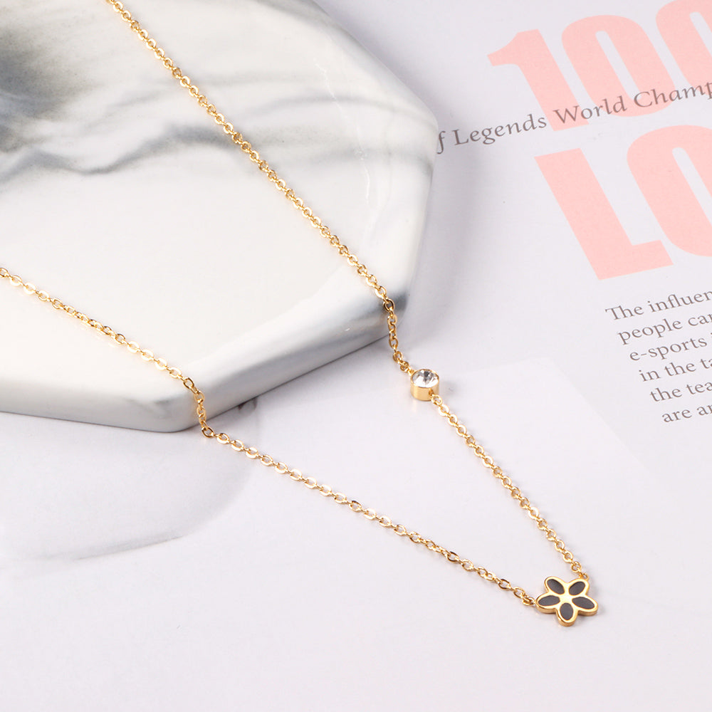 Vijfdelige bloemendiamanten hangerketting