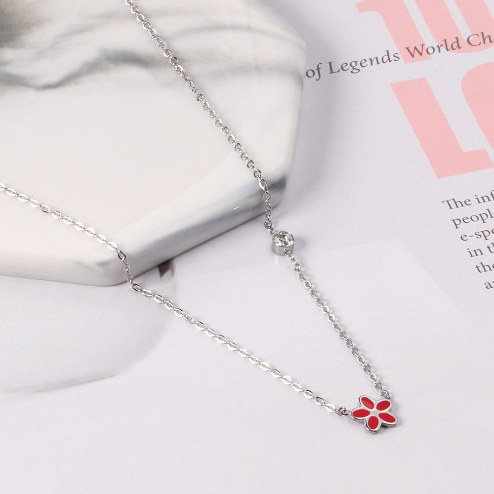 Vijfdelige bloemendiamanten hangerketting