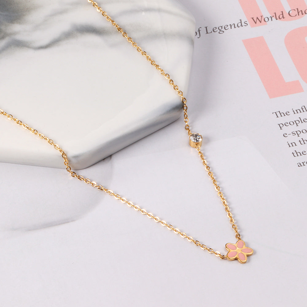 Vijfdelige bloemendiamanten hangerketting