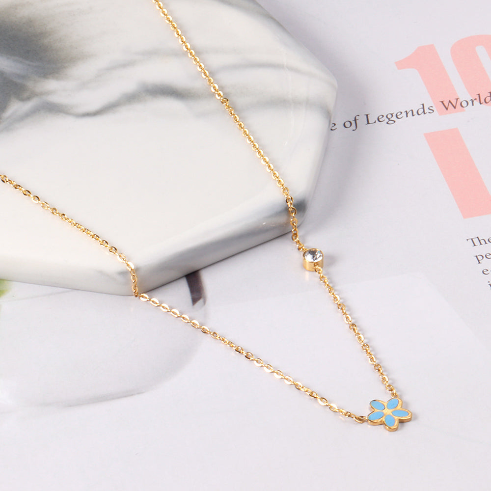 Vijfdelige bloemendiamanten hangerketting