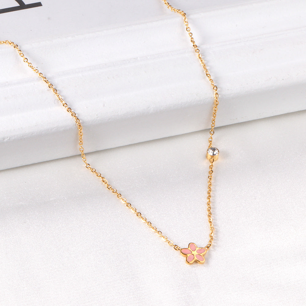 Vijfdelige bloemendiamanten hangerketting