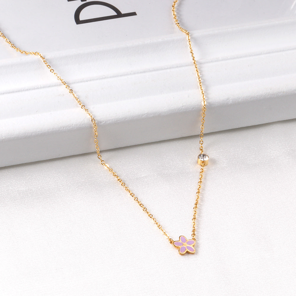 Vijfdelige bloemendiamanten hangerketting