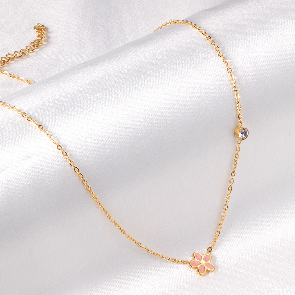 Vijfdelige bloemendiamanten hangerketting