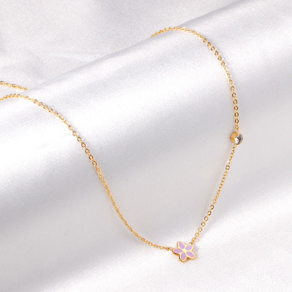 Vijfdelige bloemendiamanten hangerketting