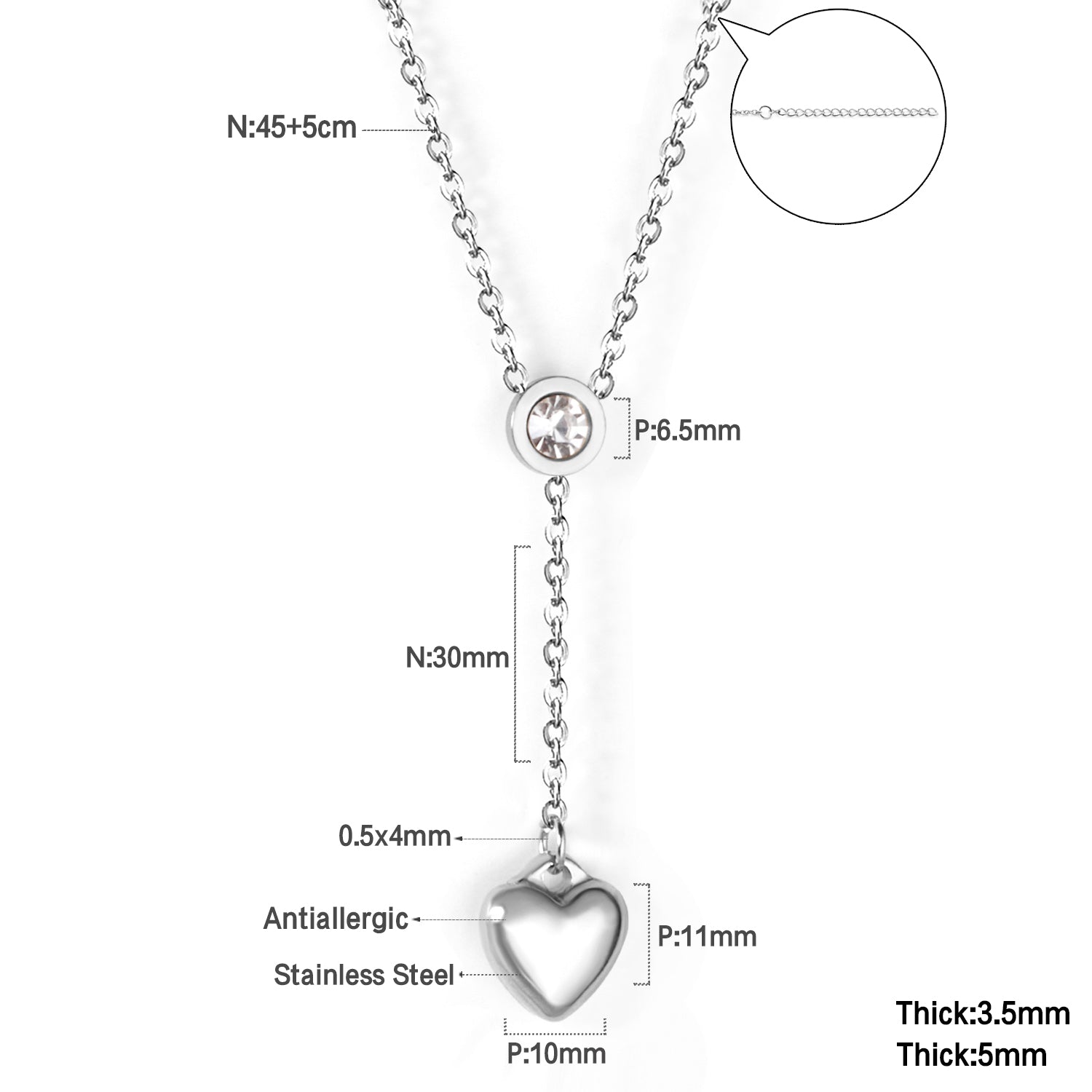 Diamanten hart hanger ketting