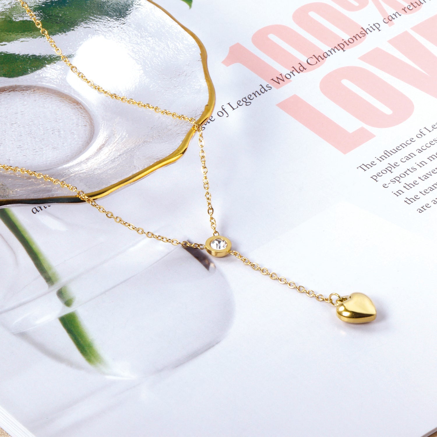 Diamanten hart hanger ketting