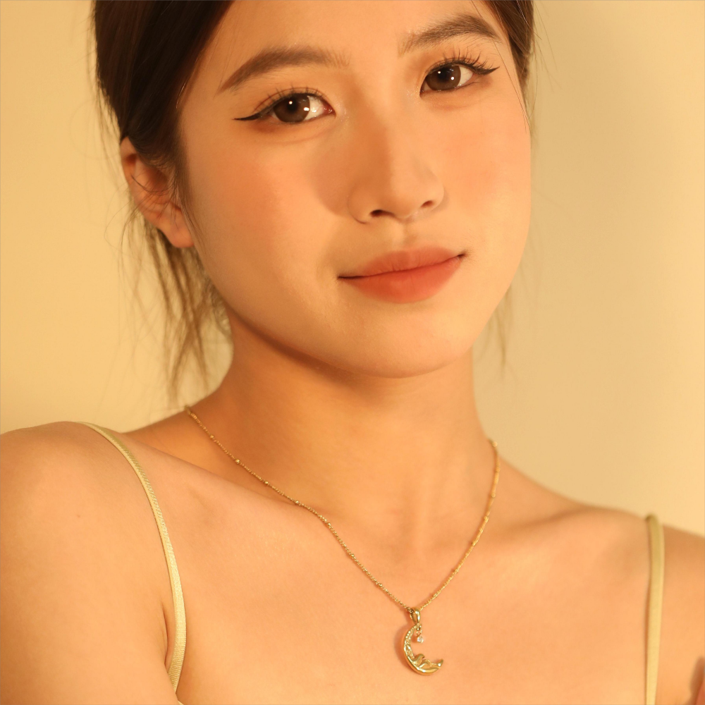 Lente Maan Diamant Hanger Ketting