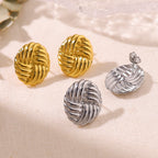 Geweven textuur ronde geometrische oorbellen