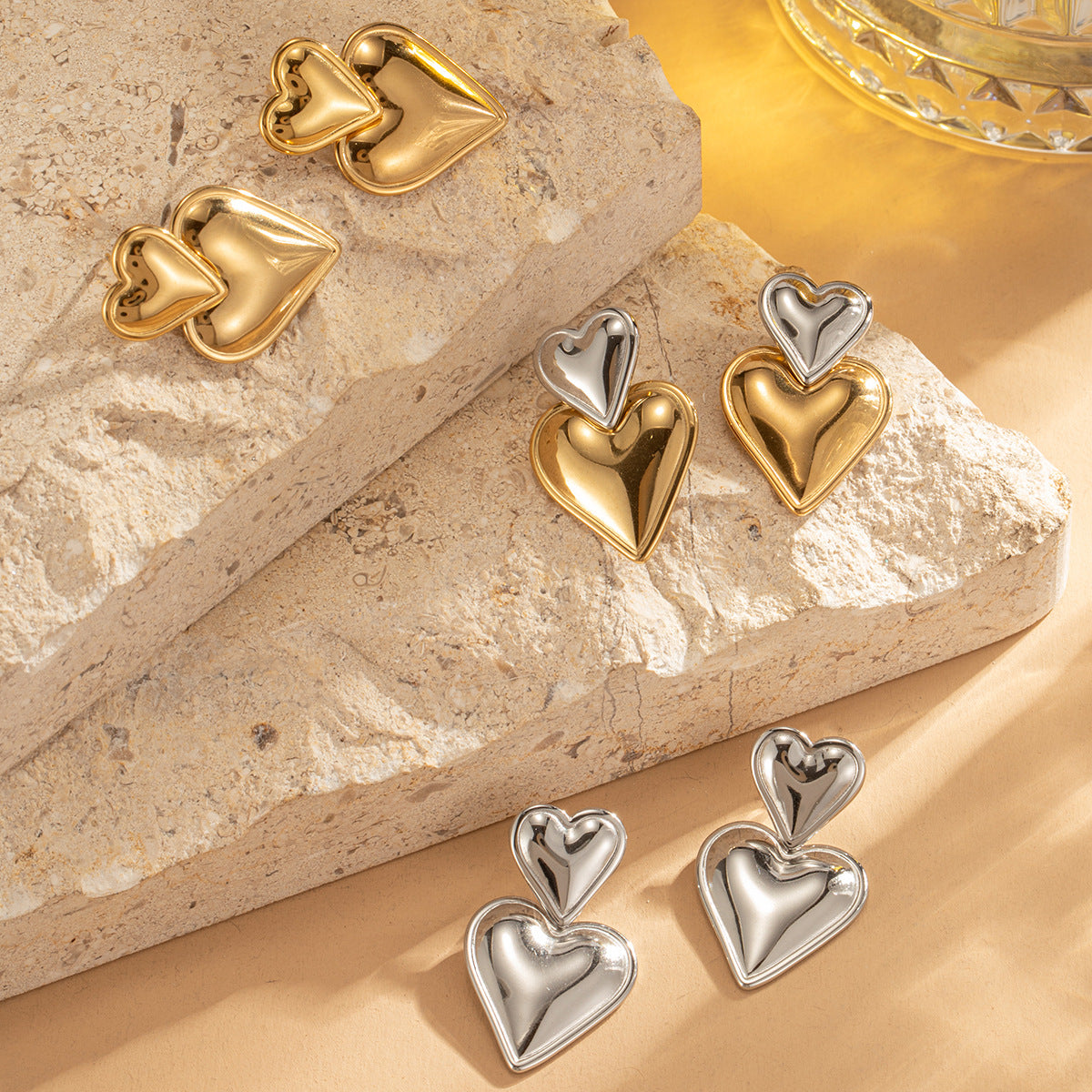 Perzik Hart Oorbellen