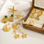 Geometrische goudkleurige holle oorbellen