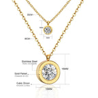 Double Layer CZ Crystal Pendant Necklace