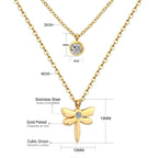 Double Layer CZ Crystal Pendant Necklace