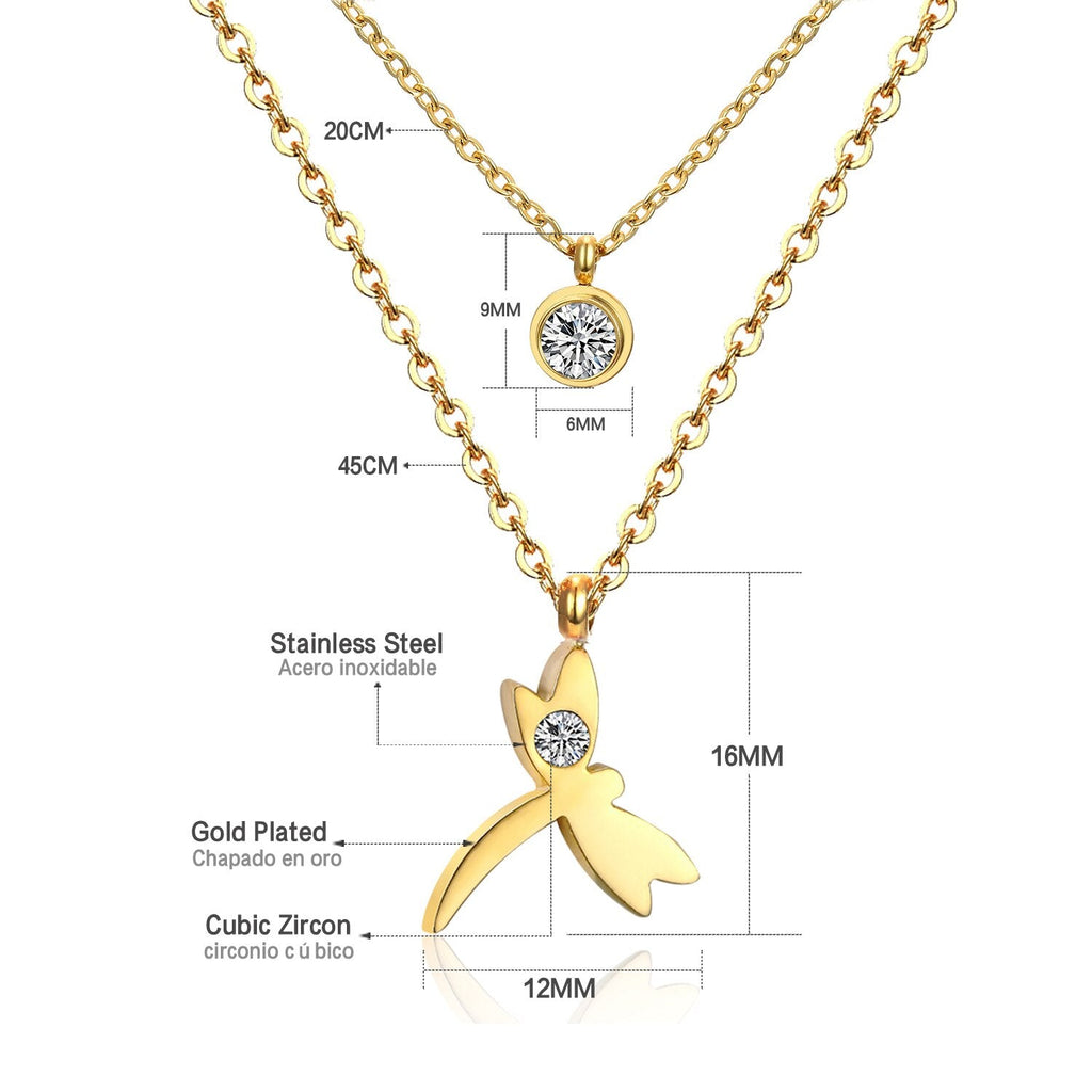 Double Layer CZ Crystal Pendant Necklace