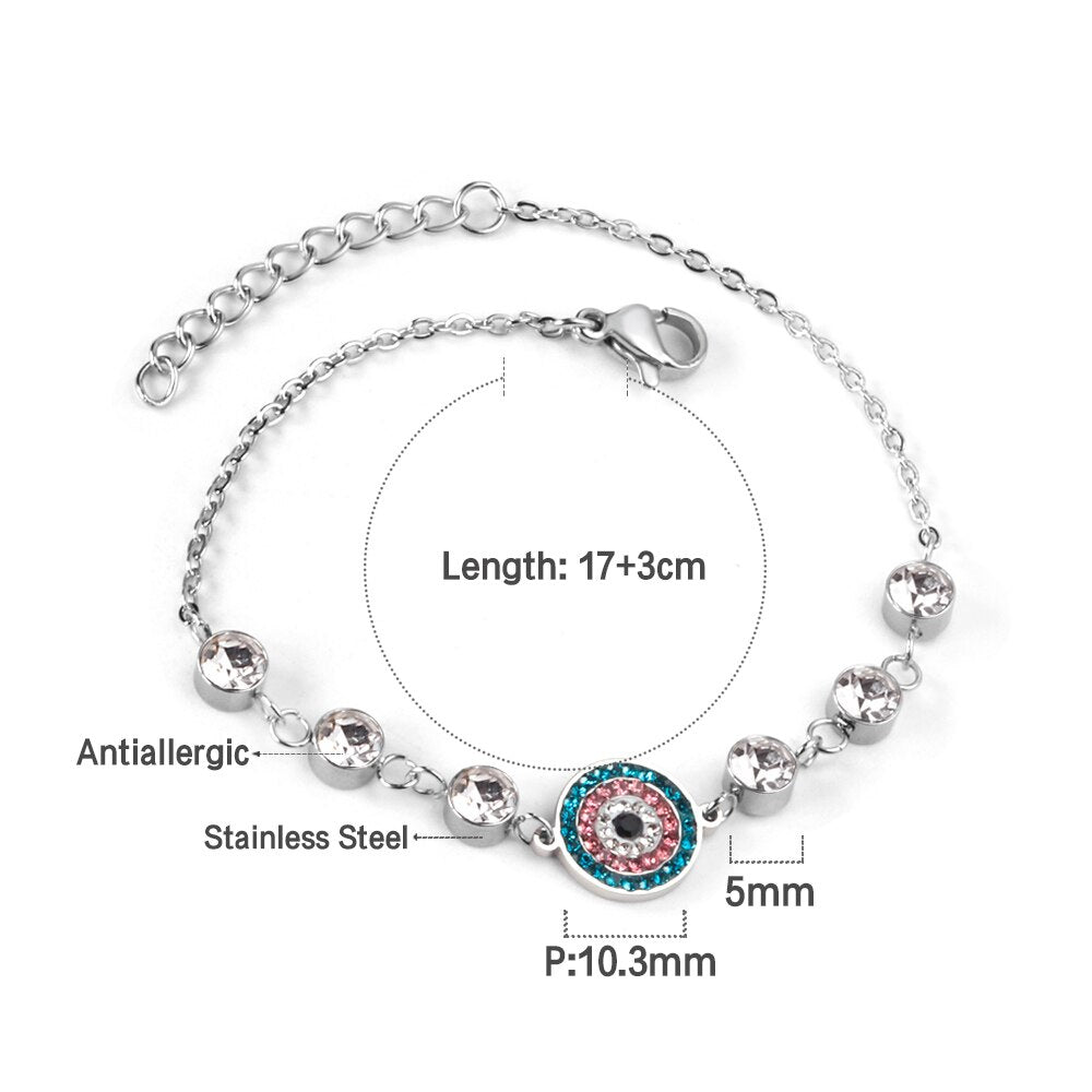 Blauwe oog kubieke zirkonia kettingarmband 