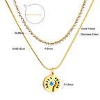 Double Layer Shell & Black Drip Oil Necklace