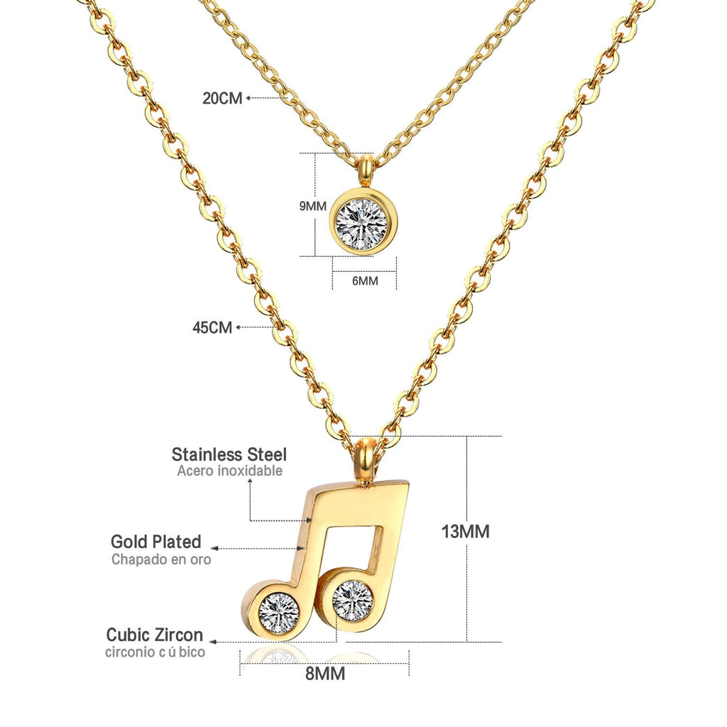 Double Layer CZ Crystal Pendant Necklace