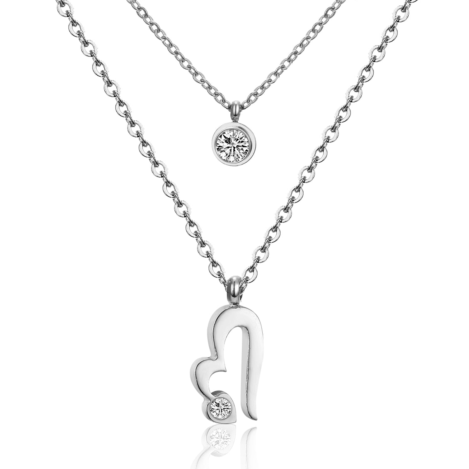 Hart &amp; Ronde Zirkonia Meerlaagse Ketting 
