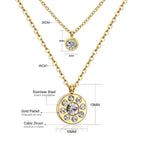 Double Layer CZ Crystal Pendant Necklace