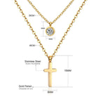 Double Layer CZ Crystal Pendant Necklace